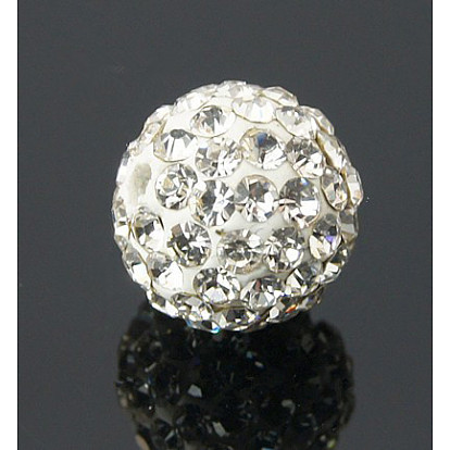 Polymer Clay Rhinestone Beads, Pave Disco Ball Beads, Grade A, Round, PP11(1.7~1.8mm), 8mm, Hole: 2mm