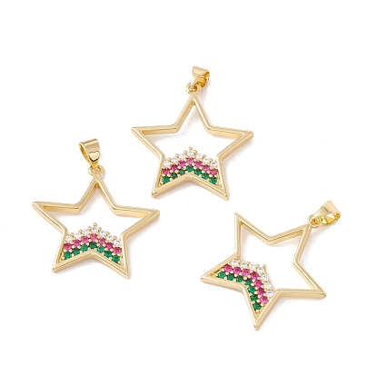 Латунные микро-паве красочные кубические циркониевые подвески, без кадмия и без свинца, звезда
