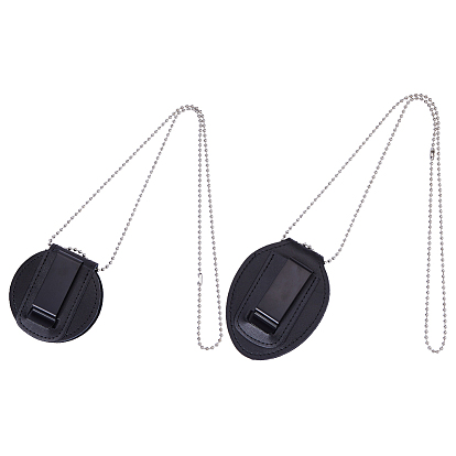 2шт. 2 варианты держателя для бейджа из искусственной кожи, с шариковой цепью железной