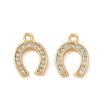 Латунные микропаве прозрачные кубические циркониевые подвески, Подковы, без никеля 