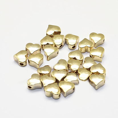 Long-Lasting Plated Brass Beads, Real 18K Gold Plated, Lead Free & Nickel Free, Heart