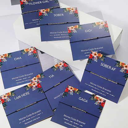 Браслеты с азбукой Морзе, плетеные браслеты из латунных бусин для женщин, с вощеной шнур