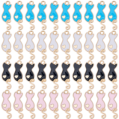 88 шт 4 цвета сплава эмалевые подвески, без кадмия и без свинца, кот с подвесками в виде сердечек