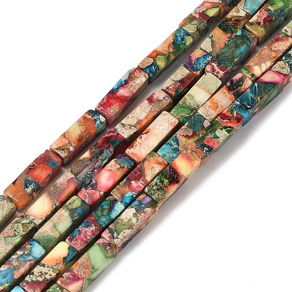 Окрашенные натуральные нитки из бисера имперской яшмы, кубоид