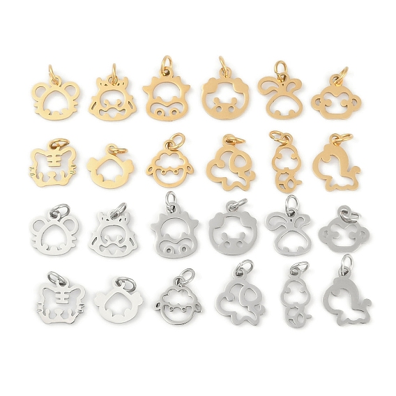 304 подвески из нержавеющей стали, двенадцать талисманов по китайскому зодиаку, с целью перехода в кольце