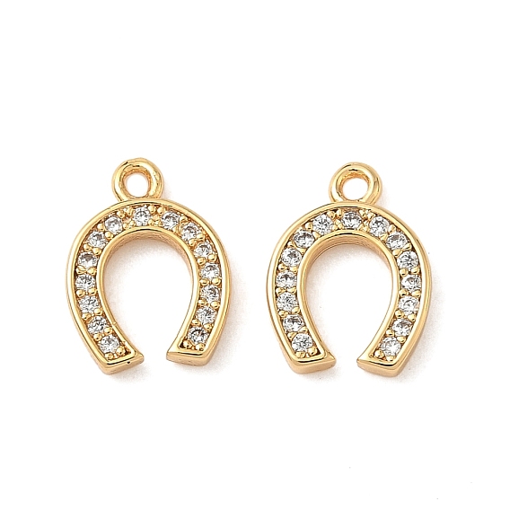 Латунные микропаве прозрачные кубические циркониевые подвески, Подковы, без никеля 