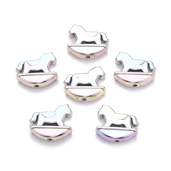 Непрозрачные акриловые бусины с УФ-покрытием, радужный, игрушечный конь-качалка