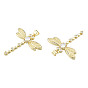 Brass Micro Pave Clear Cubic Zirconia Pendants, with Brass Snap on Bails, Nickel Free, Dragonfly