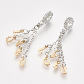 Alloy European Dangle Charms,  Large Hole Pendants, Letter