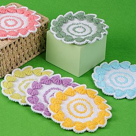 DIY Floral Coaster Display Decoration Crochet Kit, Including Manual Booklet, Wool Yarn, Needle, Fiber Filler, Support Wire, Random Color Crochet Hook & Stitch Marker