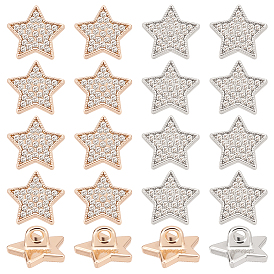 20 шт. 2 цвета пуговиц на хвостовике из цинкового сплава со стразами, 1-луночное, звезда