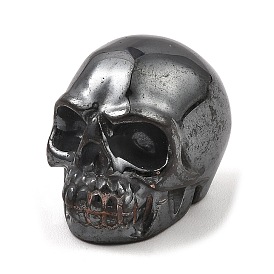 Synthetic Non-Magnetic Hematite Skull Display Decorations, for Home Desktop Decoration