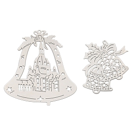 Christmas Theme 201 Stainless Steel Pendants, Etched Metal Embellishments, Christmas Bell Charm