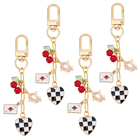 4шт. подвесные украшения из сплава эмали и акрила, с поворотными застежками-карабинами из сплава