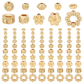 120Pcs 10 Styles Rack Plating Alloy Bead, Long-Lasting Plated, Cadmium Free & Lead Free