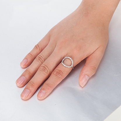Stainless Steel Finger Rings, with Cubic Zirconia