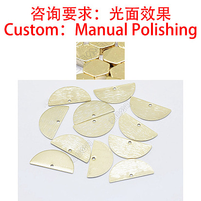 Pendentifs demi cercle en laiton, plaqué longue durée, sans nickel, demi-tour