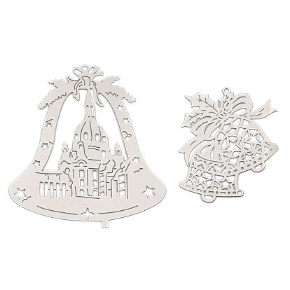 Новогодняя тема 201 подвески из нержавеющей стали, гравированные металлические украшения, рождественский колокольчик