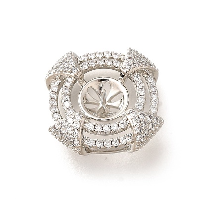 Латунные микро-паве кубические цирконии кабошоны оправы, долговечный, без кадмия и без свинца, плоско-круглые