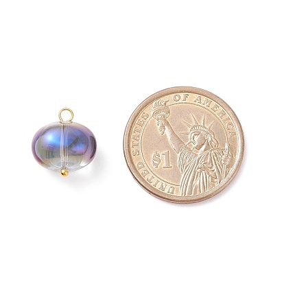 Galvanoplastie pendentifs en perles de verre, avec tête sphérique en laiton, ovale