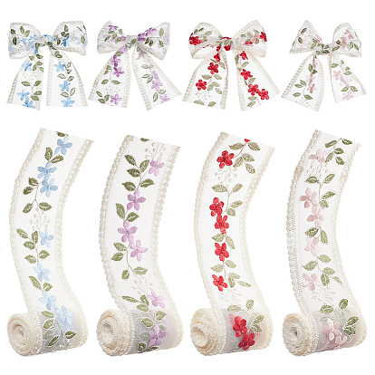 12m 4 Цветная полиэстеровая шелковая лента для вышивки, аксессуары для одежды, цветок