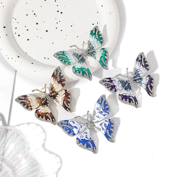 Эмалированные булавки-бабочки, Броши из сплава со стразами для рюкзака