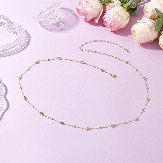 Латунные прозрачные кубические цирконии спутниковые цепи поясные цепи, с 304 из нержавеющей стали Lobster Claw застежками