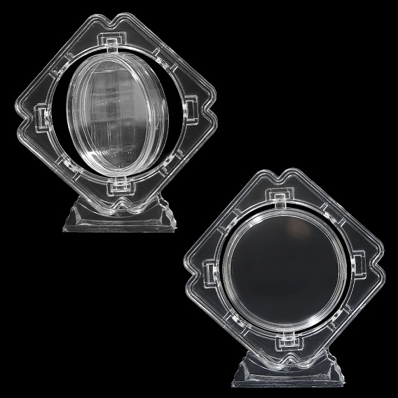 2Прозрачный пластиковый вращающийся бокс для хранения памятных монет, ромб