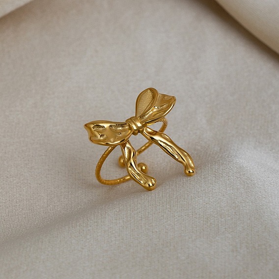 304 регулируемые открытые манжеты из нержавеющей стали для женщин, бантом