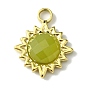 Ion Plating(IP) Real 14K Gold Plated 304 Stainless Steel with Glass Pendant, Faceted Sun Charms