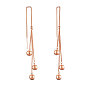Brass Stud Earring, Ear Threads, with Curb Chains and Round Beads