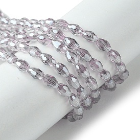 Transparent Electroplate Glass Beads Strands, Pearl Luster Plated, Faceted, Bicone