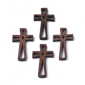 Natural Wood Cabochons, Dyed, for Religion, Cross