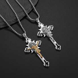 Stainless Steel Men's Cross Pendant Necklace - Summer Personalized Jewelry Accessory