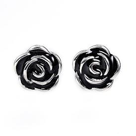 316 серьги-гвоздики из хирургической нержавеющей стали, с эмалью, цветок