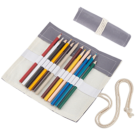 Nbeads Handmade Canvas Pencil Roll Wrap 12 Holes, Multiuse Roll Up Pencil Case, Pen Curtain, for Coloring Pencil Holder Organizer