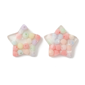 Opaque Resin Cabochons, with Seed Beads, Star
