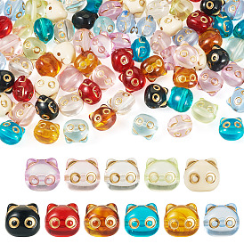 88 шт 11 цвета прозрачные акриловые бусины, кошка, золотой металл обвитыми