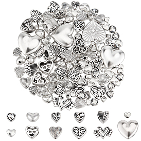 115 шт 12 стили бусины из сплава в тибетском стиле, сердце