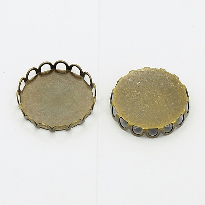 Mixed Style Brass Lace Edge Bezel Cups, Cabochon Settings