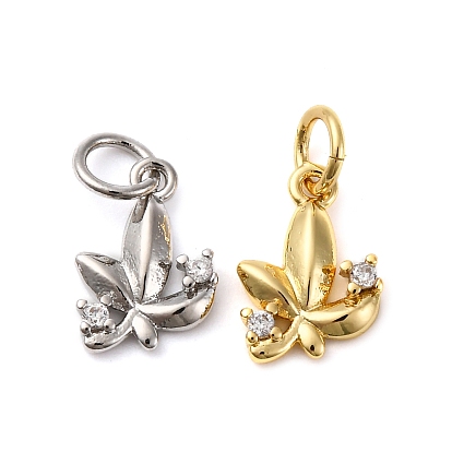 Латунные микропаве прозрачные кубические циркониевые подвески, лист прелести, с целью перехода в кольце, долговечный, без кадмия и без свинца, стойки покрытие