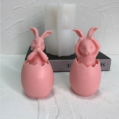 Easter Egg with Rabbit Food Grade Silicone Display Decoration Molds, Resin Casting Molds, Clay Craft Mold Tools