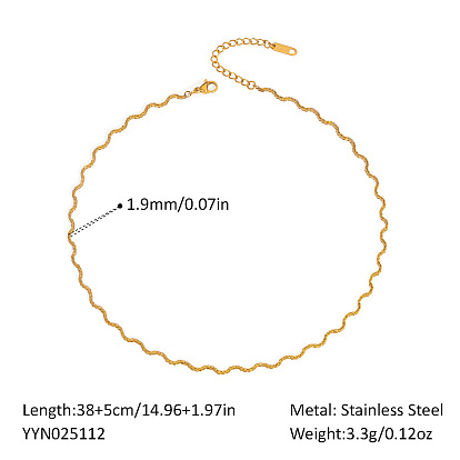 Ожерелья из волнистой цепи-змейки из нержавеющей стали для женщин, реальный 18 k позолоченный