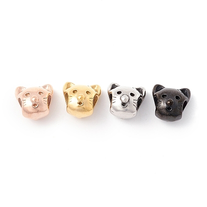 304 Stainless Steel European Beads, Large Hole Beads, Manual Polishing, Leopard Head