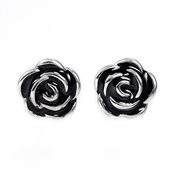 316 серьги-гвоздики из хирургической нержавеющей стали, с эмалью, цветок