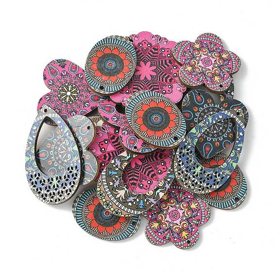 Печатные подвески из липы, назад случайный цвет, разнообразные, смешанные узоры