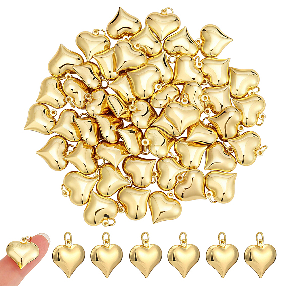 50 pendentifs en laiton, charmes de coeur, avec anneau de saut