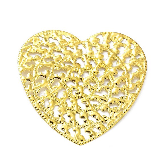Rack Plating Iron Cabochons, Hollow Heart