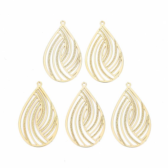 Покрытие стойки 304 филигранные подвески из нержавеющей стали, гравированные металлические украшения, без никеля , слеза