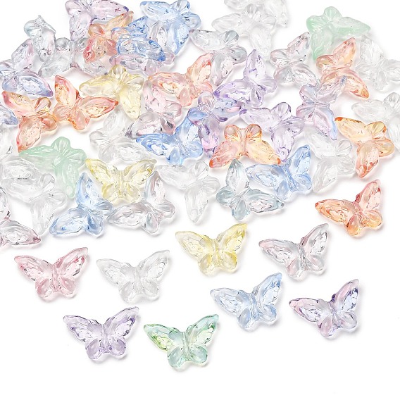 Baking Paint Transparent Glass Beads, Butterfly